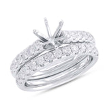 1.00ct 14k White Gold Diamond Semi-mount Ring 2-pc For 1.00ct Center
