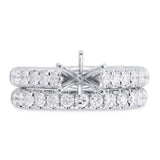 1.00ct 14k White Gold Diamond Semi-mount Ring 2-pc For 1.00ct Center