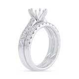 1.00ct 14k White Gold Diamond Semi-mount Ring 2-pc For 1.00ct Center