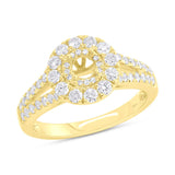 0.82ct 14k Yellow Gold Diamond Semi-mount Ring For 0.25ct Center