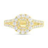 0.82ct 14k Yellow Gold Diamond Semi-mount Ring For 0.25ct Center