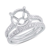 0.64ct 14k White Gold Diamond Semi-mount Ring For 3.75ct Center 2-pc