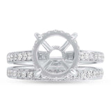 0.64ct 14k White Gold Diamond Semi-mount Ring For 3.75ct Center 2-pc