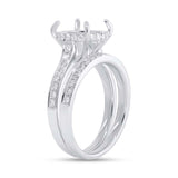 0.64ct 14k White Gold Diamond Semi-mount Ring For 3.75ct Center 2-pc