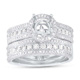1.37ct 14k White Gold Diamond Semi-mount Ring 2-pc for 1.00ct Center