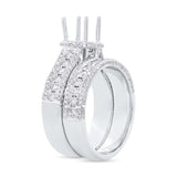 1.37ct 14k White Gold Diamond Semi-mount Ring 2-pc for 1.00ct Center