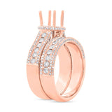 1.37ct 14k Rose Gold Diamond Semi-mount Ring 2-pc for 1.00ct Center