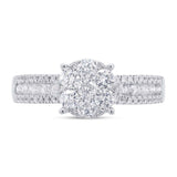 0.80ct 14k White Gold Diamond Cluster Engagement Ring