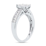 0.80ct 14k White Gold Diamond Cluster Engagement Ring