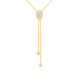 0.50ct 14k Yellow Gold Diamond Cluster Oval Lariat Necklace