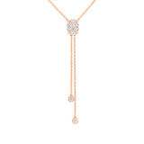 0.50ct 14k Rose Gold Diamond Cluster Oval Lariat Necklace