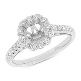 0.59ct 18k White Gold Diamond Semi-mount Ring for 1.00ct Center Size 6