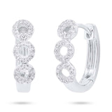 0.18ct 14k White Gold Diamond Semi Mount Huggie Earring