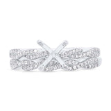 0.25ct 14k White Gold Diamond Semi-mount Ring 2-Pc for 1.00ct Center