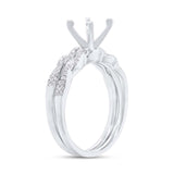 0.25ct 14k White Gold Diamond Semi-mount Ring 2-Pc for 1.00ct Center