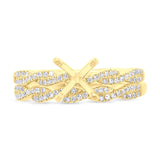 0.25ct 14k Yellow Gold Diamond Semi-mount Ring 2-Pc for 1.00ct Center