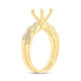 0.25ct 14k Yellow Gold Diamond Semi-mount Ring 2-Pc for 1.00ct Center