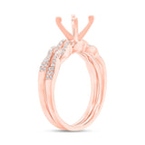 0.25ct 14k Rose Gold Diamond Semi-mount Ring 2-Pc for 1.00ct Center