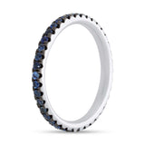 0.73ct 14k White Gold Blue Sapphire Eternity Band Size 8