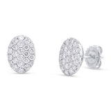 0.99ct 14k White Gold Diamond Pave Oval Earring