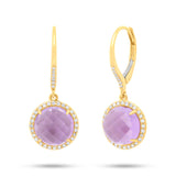 0.21ct Diamond & 4.77ct Amethyst 14k Yellow Gold Earring