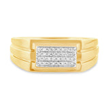 0.14ct 14k Yellow Gold Diamond Men's Ring Size 13