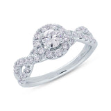 0.40ct Round Brilliant Center and 0.60ct Side 14k White Gold Diamond Engagement Ring Size 9