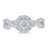 0.40ct Round Brilliant Center and 0.60ct Side 14k White Gold Diamond Engagement Ring Size 9