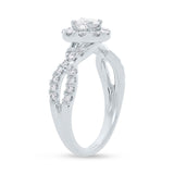 0.40ct Round Brilliant Center and 0.60ct Side 14k White Gold Diamond Engagement Ring Size 9