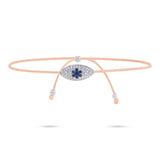0.11CT DIAMOND & 0.06CT BLUE SAPPHIRE 14K W/G EYE BRACELET