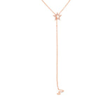 0.09ct 14k Rose Gold Diamond Star Lariat Necklace