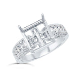 0.90ct 18k White Gold Diamond Semi-mount Ring for 10x10mm Center
