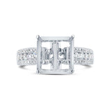 0.90ct 18k White Gold Diamond Semi-mount Ring for 10x10mm Center