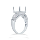 0.90ct 18k White Gold Diamond Semi-mount Ring for 10x10mm Center