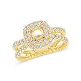 0.79ct 14k Yellow Gold Diamond Semi-mount Ring for 0.40ct Center