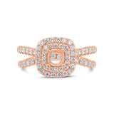 0.79ct 14k Rose Gold Diamond Semi-mount Ring for 0.40ct Center