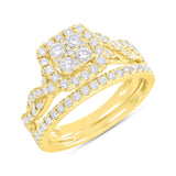 0.94ct 14k Yellow Gold Diamond Wedding Set Ring 2-pc
