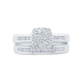 0.68ct 14k White Gold Diamond Wedding Set Cluster 2-pc