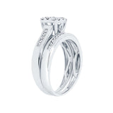 0.68ct 14k White Gold Diamond Wedding Set Cluster 2-pc