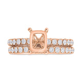 1.65ct 14k Rose Gold Diamond Semi-mount Ring for 7.5x5.5mm Center 2-pc
