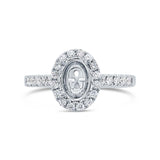 0.41ct 14k White Gold Diamond Semi-mount Ring for 7.5x5.5mm Center