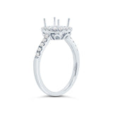 0.41ct 14k White Gold Diamond Semi-mount Ring for 7.5x5.5mm Center