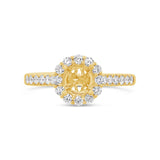 0.58ct 18k Yellow Gold Diamond Semi-mount Ring for 0.75ct Center Size 8.5