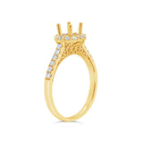 0.58ct 18k Yellow Gold Diamond Semi-mount Ring for 0.75ct Center Size 8.5