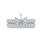 1.00ct 14k White Gold Diamond Semi-mount Ring 2-pc for 2.00ct Center