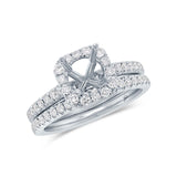 0.80ct 14k White Gold Diamond Semi-mount Ring 2-pc for 1.00ct Center