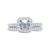 0.80ct 14k White Gold Diamond Semi-mount Ring 2-pc for 1.00ct Center