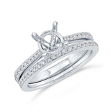 0.44ct 14k White Gold Diamond Semi-mount Ring 2-pc for 1.00ct Center