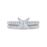 0.49ct 14k White Gold Diamond Semi-mount Ring 2-pc for 2.00ct Center