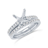 0.64ct 14k White Gold Diamond Semi-mount Ring 2-pc for 3.00ct Center